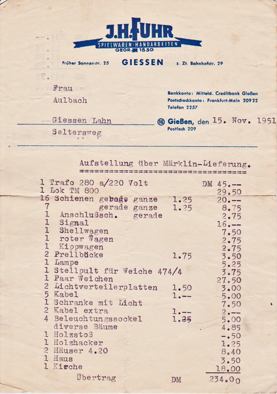 M�rklin-Rechnung 01-560